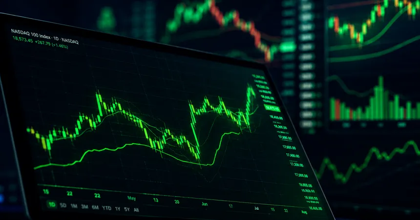 Биржевой экран с дневным графиком индекса